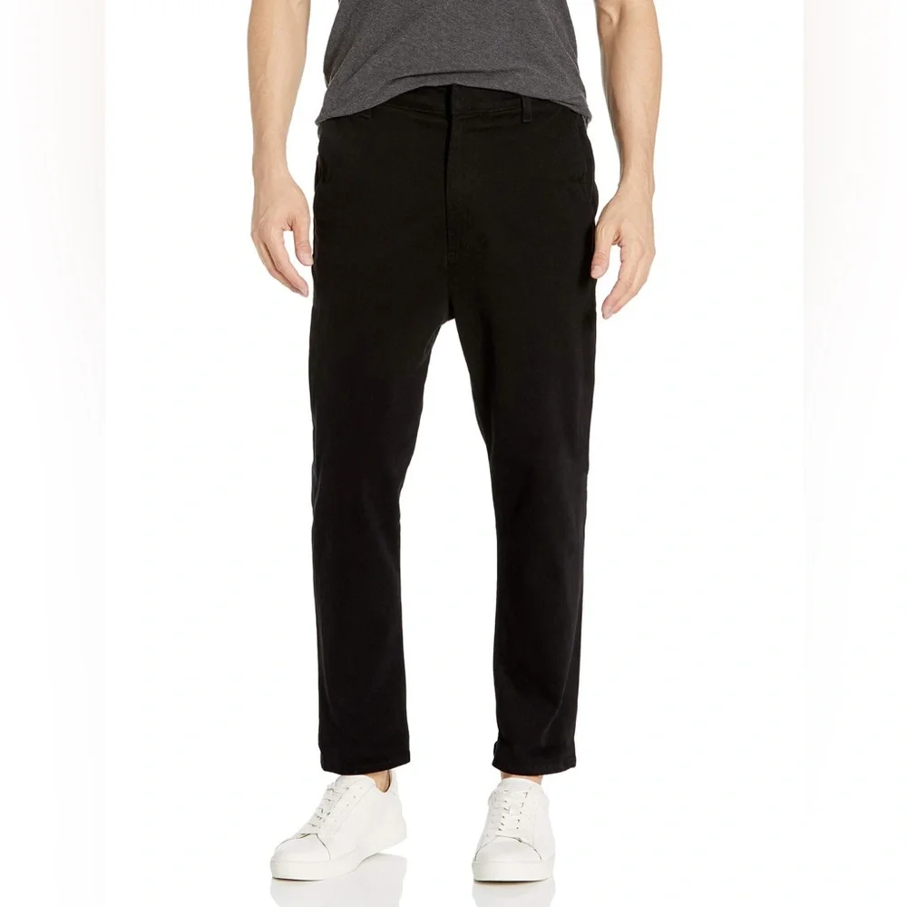 Adriano Goldschmeid Black “Solomon Crop” Slouchy Tapered Chino Size 32 NWOT Cuff